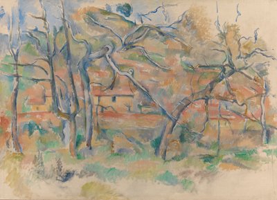 Bomen en Huis, Provence door Paul Cézanne